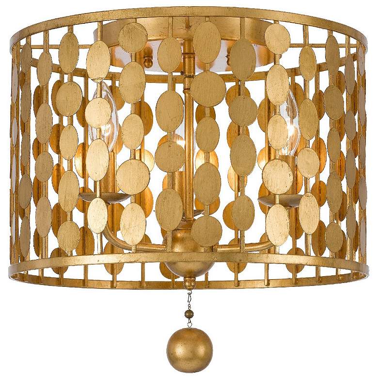 Image 2 Crystorama Layla 15" Wide Antique Gold Ceiling Light