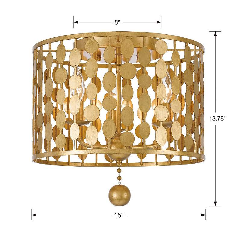 Image 6 Crystorama Layla 15" Wide Antique Gold Ceiling Light more views