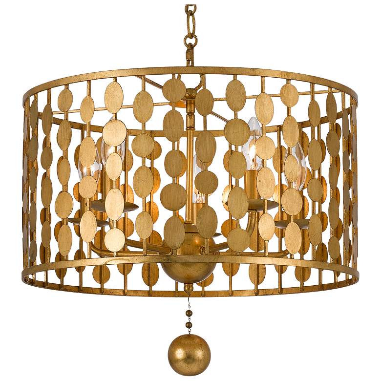 Image 2 Crystorama Layla 18 inch Wide Antique Gold 5-Light Pendant