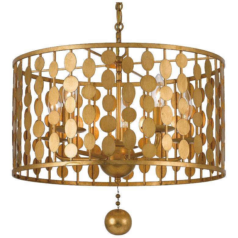 Image 2 Crystorama Layla 18" Wide Antique Gold 5-Light Pendant
