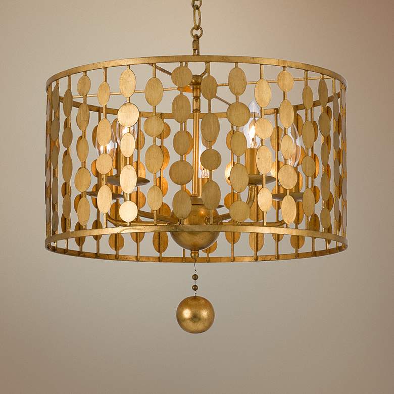 Image 1 Crystorama Layla 18" Wide Antique Gold 5-Light Pendant