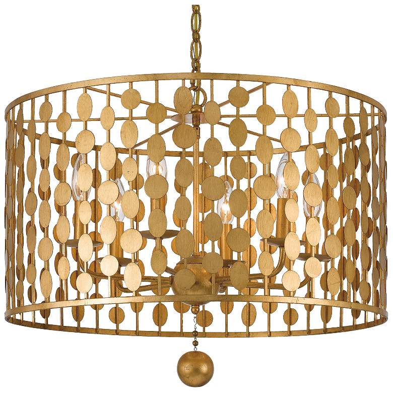 Image 3 Crystorama Layla 23 3/4"W Antique Gold 6-Light Pendant