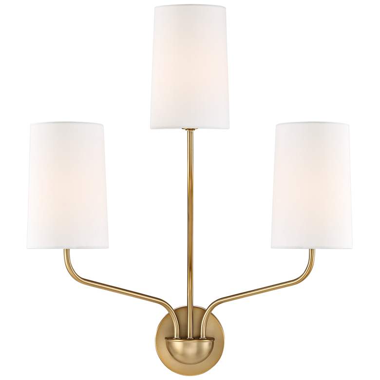 Image 1 Crystorama Leigh 22" High Aged Brass 3-Light Wall Sconce