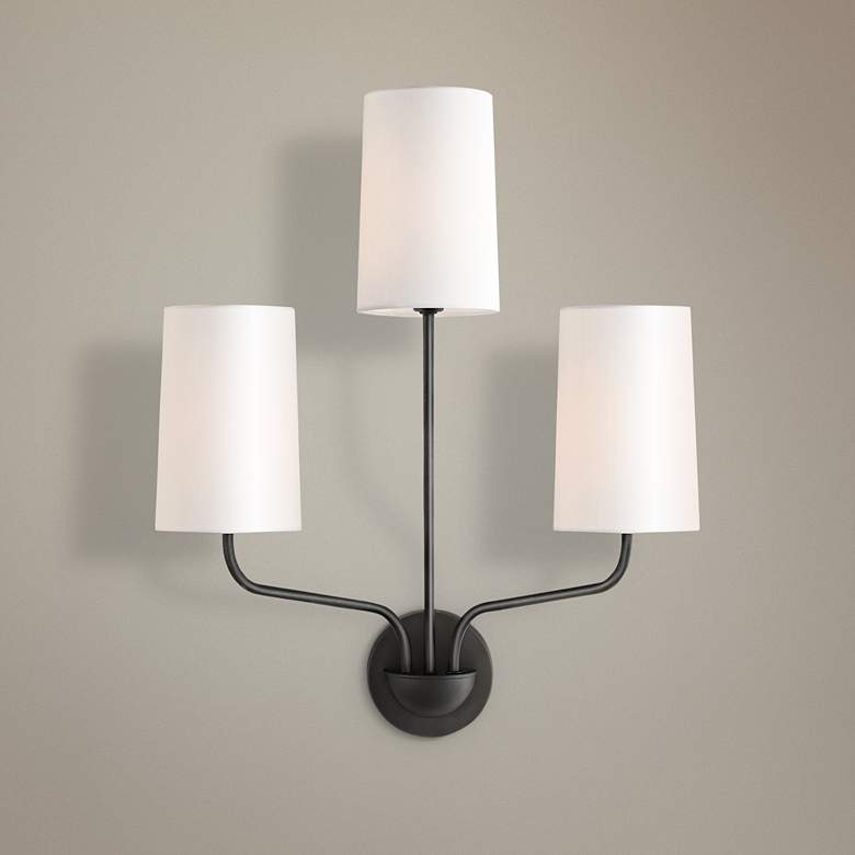 Image 1 Crystorama Leigh 22" High Black Forged 3-Light Wall Sconce