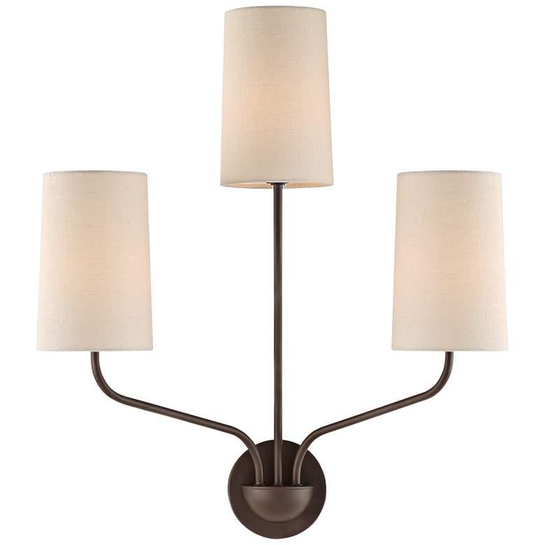 Image 1 Crystorama Leigh 22" High Dark Bronze 3-Light Wall Sconce