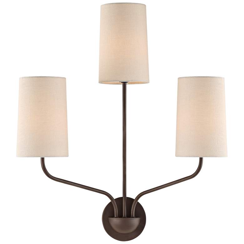 Image 1 Crystorama Leigh 22 inch High Dark Bronze 3-Light Wall Sconce