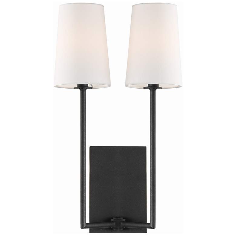 Image 1 Crystorama Lena 18" High Black Forged 2-Light Wall Sconce