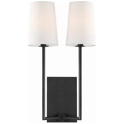 Crystorama Lena 18" High Black Forged 2-Light Wall Sconce