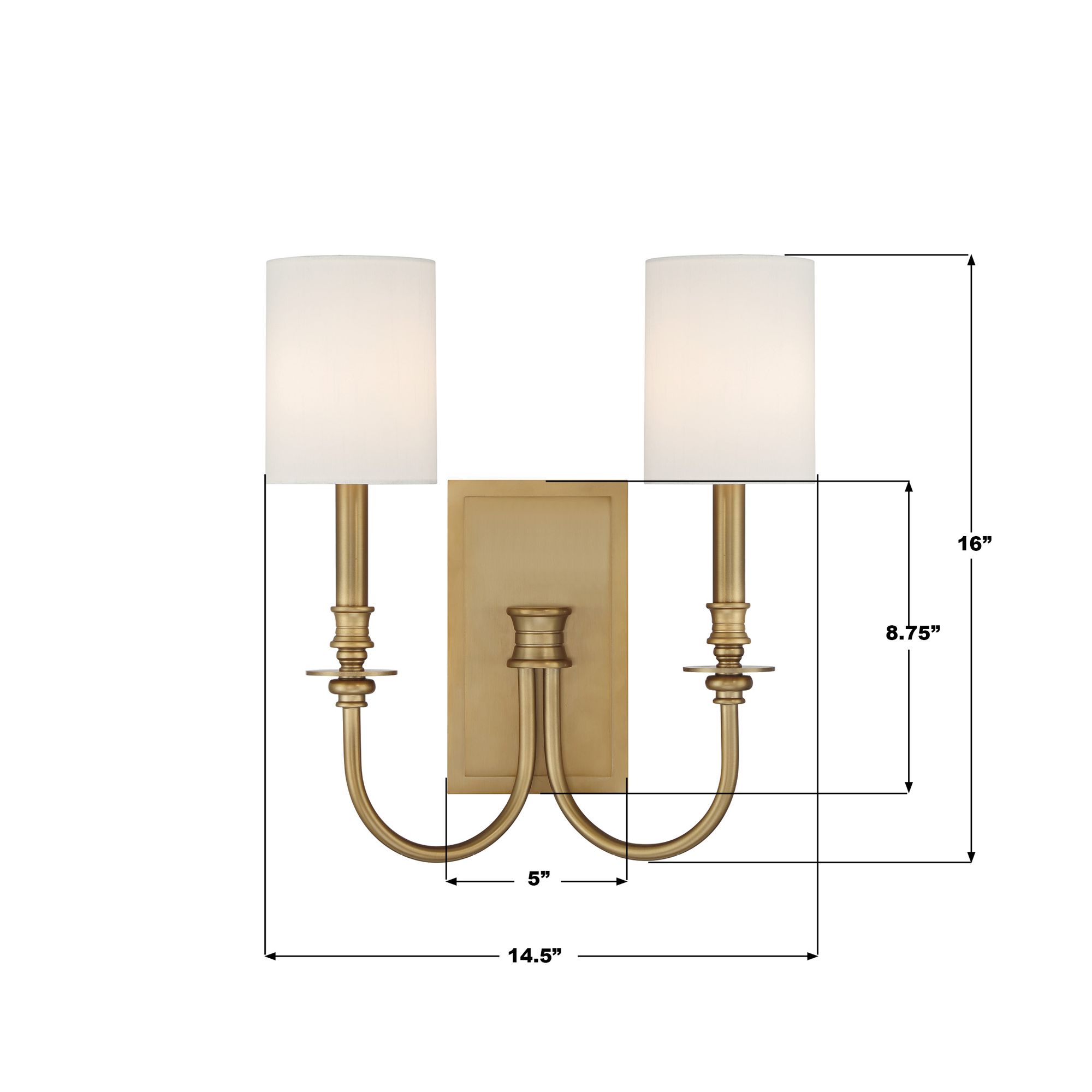 Crystorama Lloyd 16" High Aged Brass 2-Light Wall Sconce
