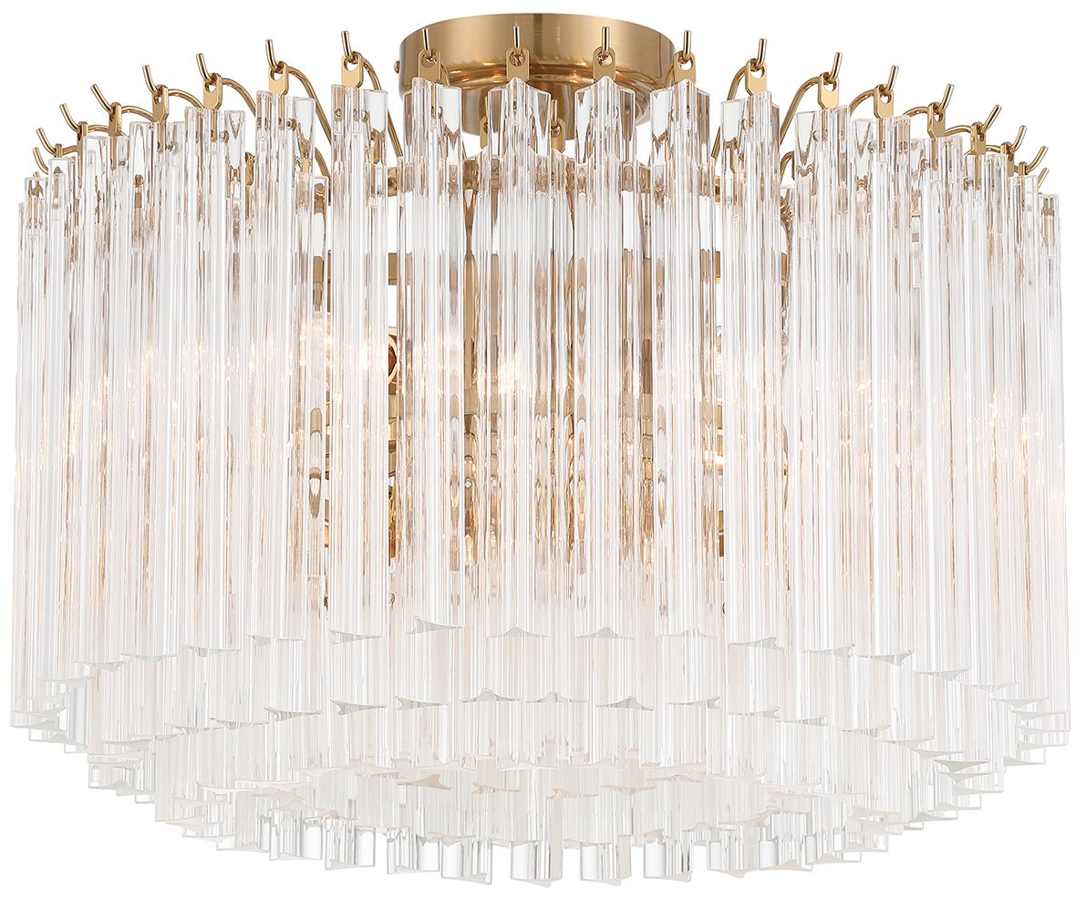 Crystorama Lofton 18'' Aged Brass Semi Flush Mount
