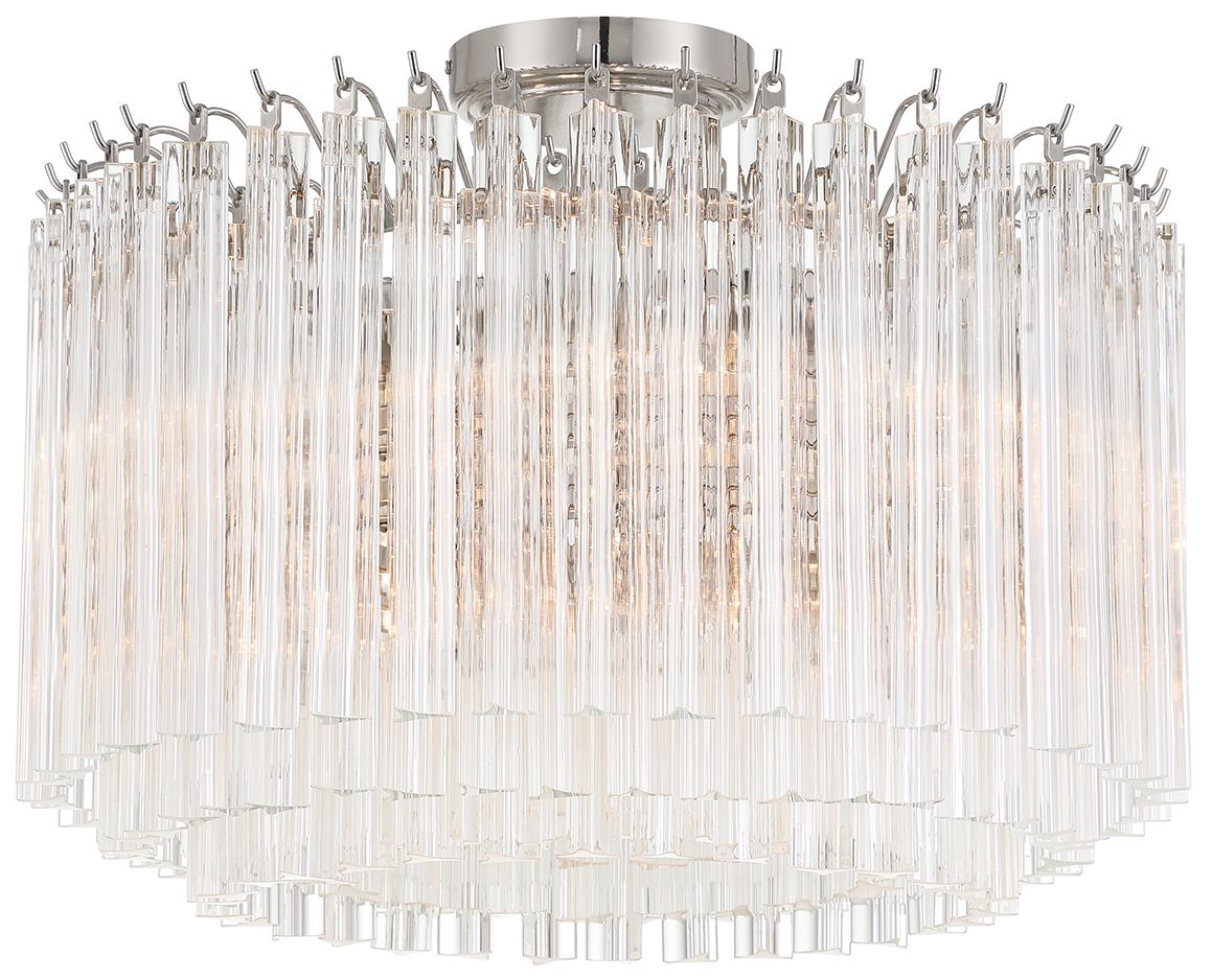 Crystorama Lofton 18'' Polished Nickel Semi Flush Mount