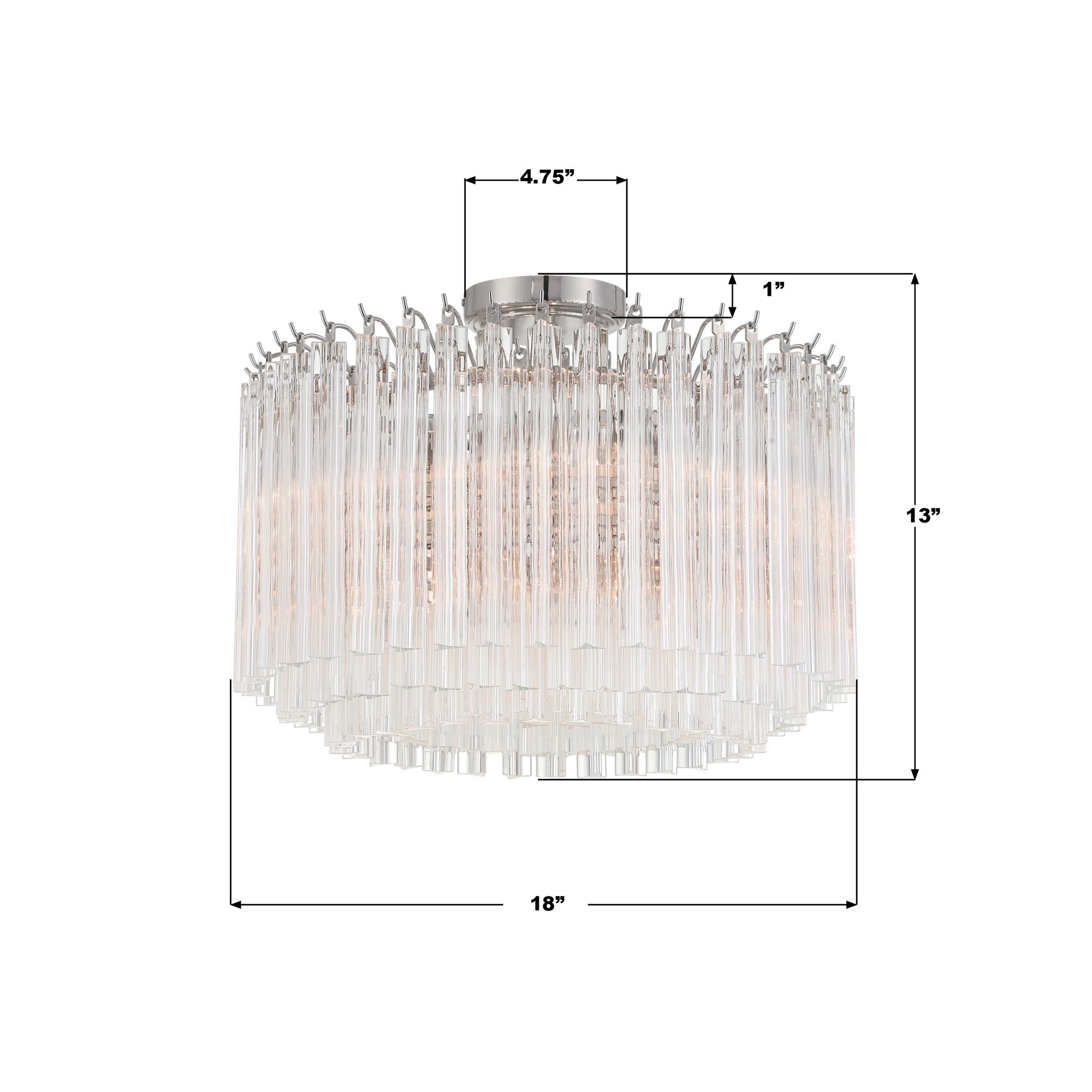 Crystorama Lofton 18'' Polished Nickel Semi Flush Mount