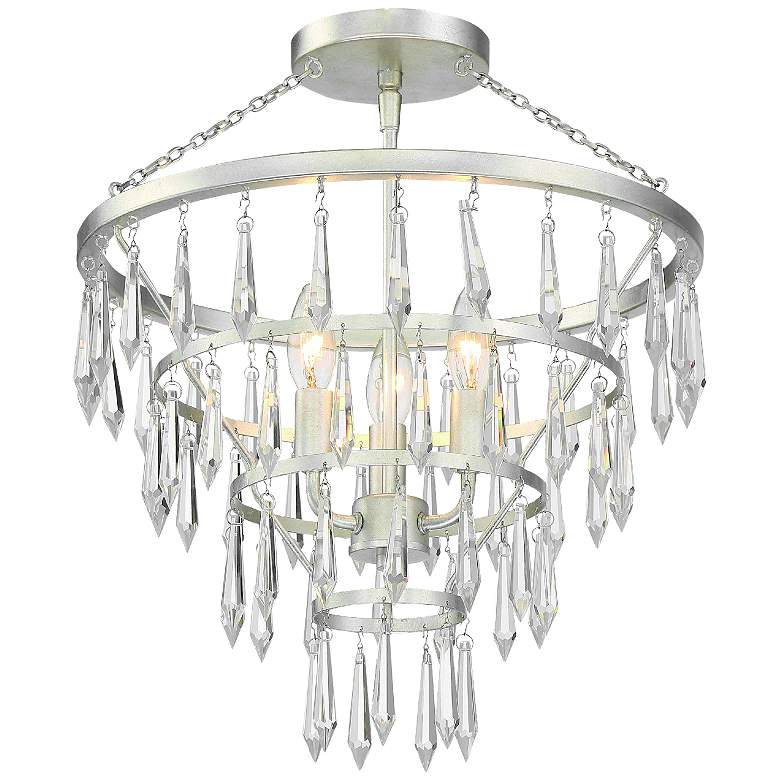 Image 1 Crystorama Lucille 18 3/4" Wide Antique Silver Ceiling Light
