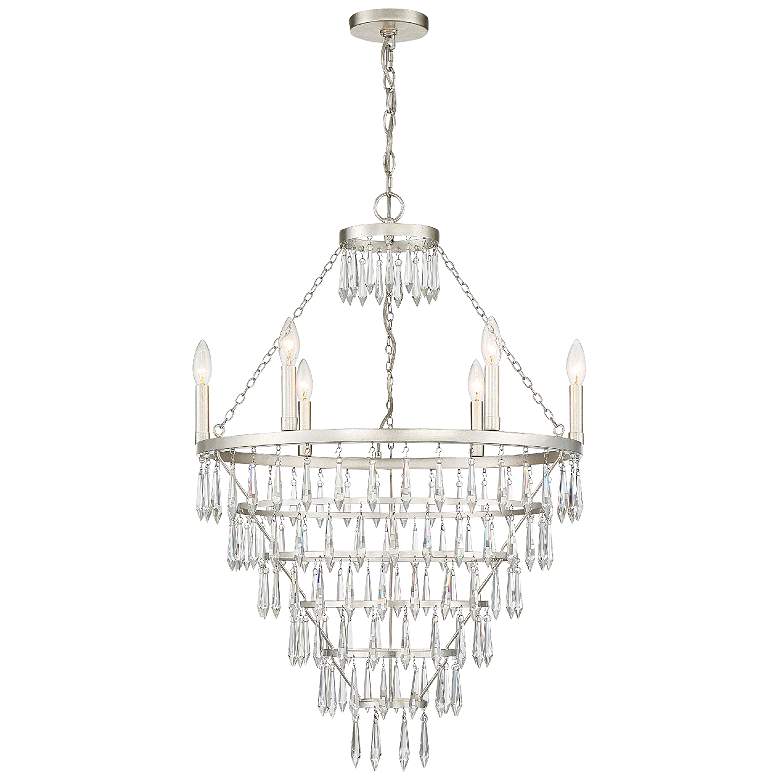 Image 1 Crystorama Lucille 24 inchW Antique Silver 6-Light Chandelier