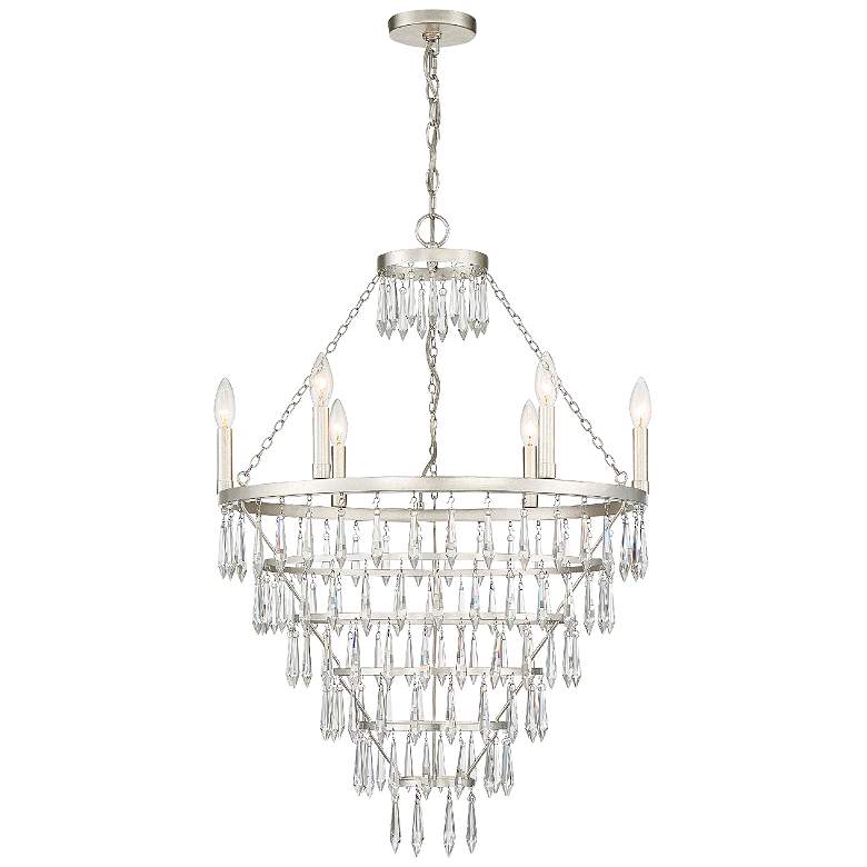 Image 1 Crystorama Lucille 24"W Antique Silver 6-Light Chandelier