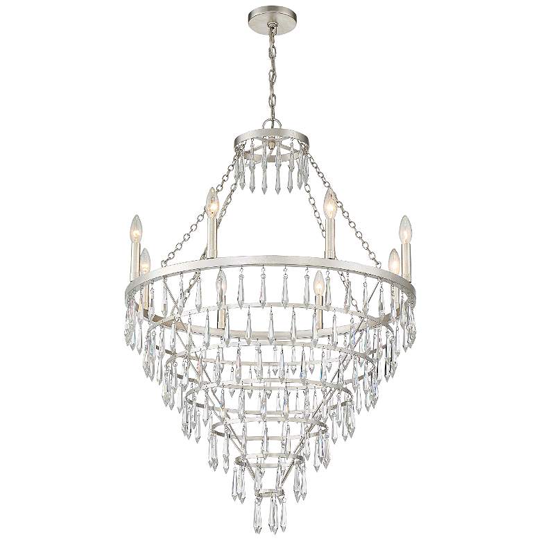 Image 1 Crystorama Lucille 28"W Antique Silver 8-Light Chandelier