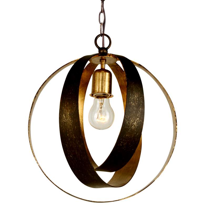 Crystorama Luna 12&quot; Wide Bronze and Gold Orb Mini Pendant