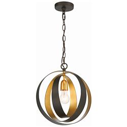 Crystorama Luna 12" Wide Bronze and Gold Orb Mini Pendant