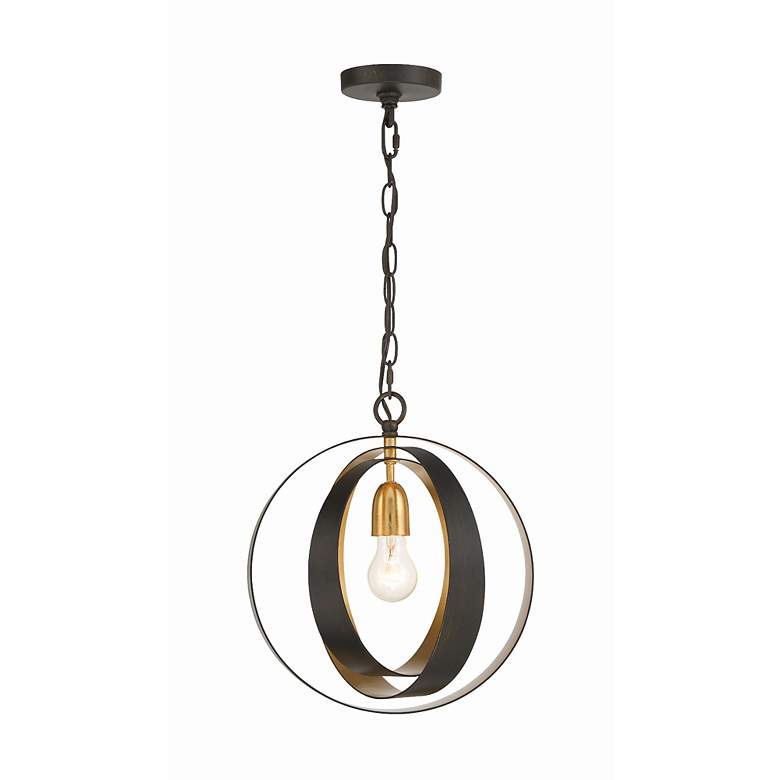 Image 2 Crystorama Luna 12" Wide Bronze and Gold Orb Mini Pendant more views