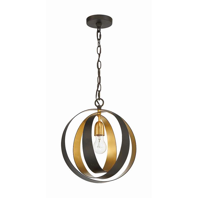 Image 3 Crystorama Luna 12" Wide Bronze and Gold Orb Mini Pendant more views