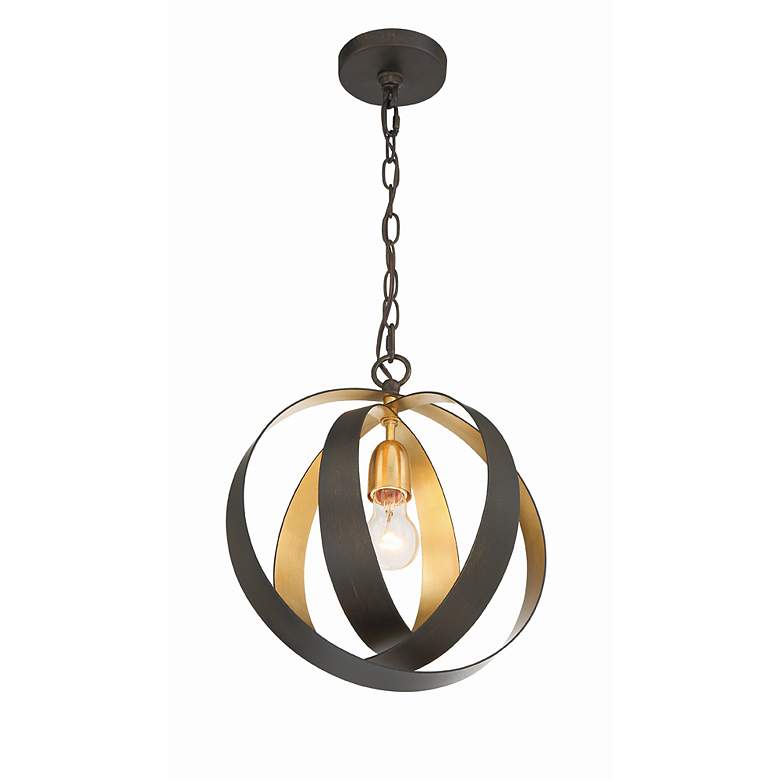 Image 4 Crystorama Luna 12" Wide Bronze and Gold Orb Mini Pendant more views