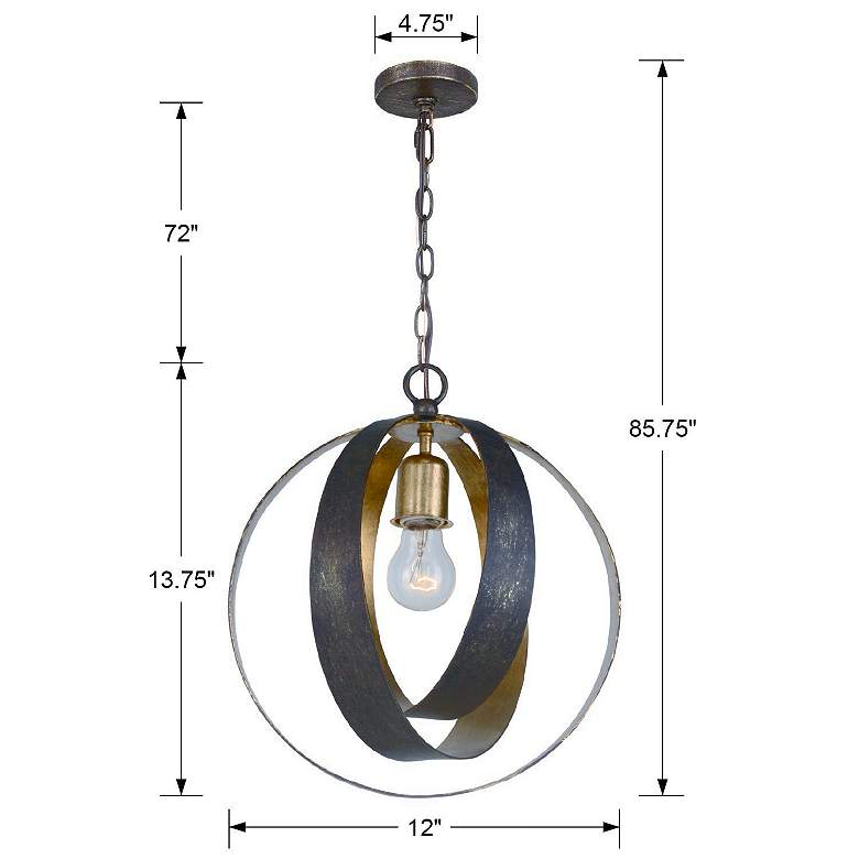 Image 5 Crystorama Luna 12" Wide Bronze and Gold Orb Mini Pendant more views