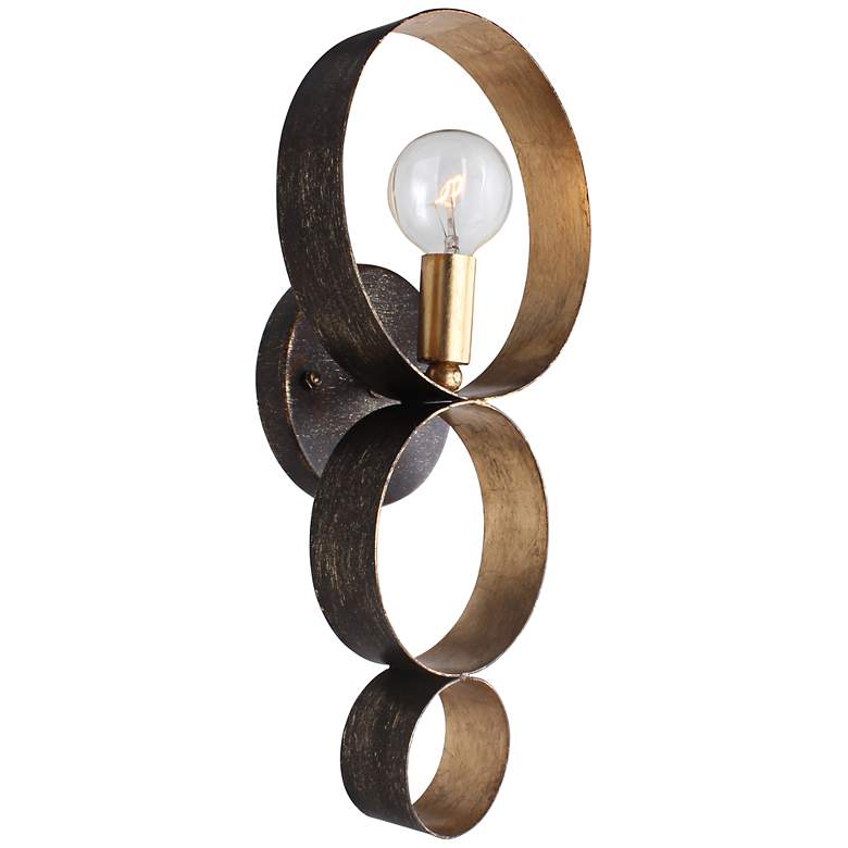 Image 1 Crystorama Luna 14 3/4" High Bronze and Gold Sconce