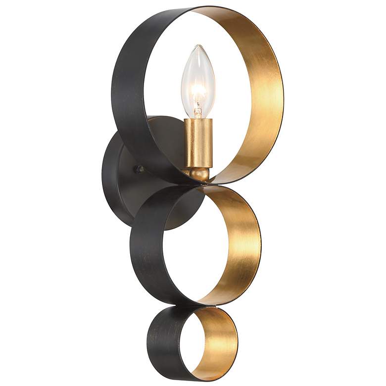 Image 1 Crystorama Luna 14 3/4 inch High Bronze and Gold Sconce