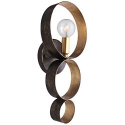 Crystorama Luna 14 3/4&quot; High Bronze and Gold Sconce