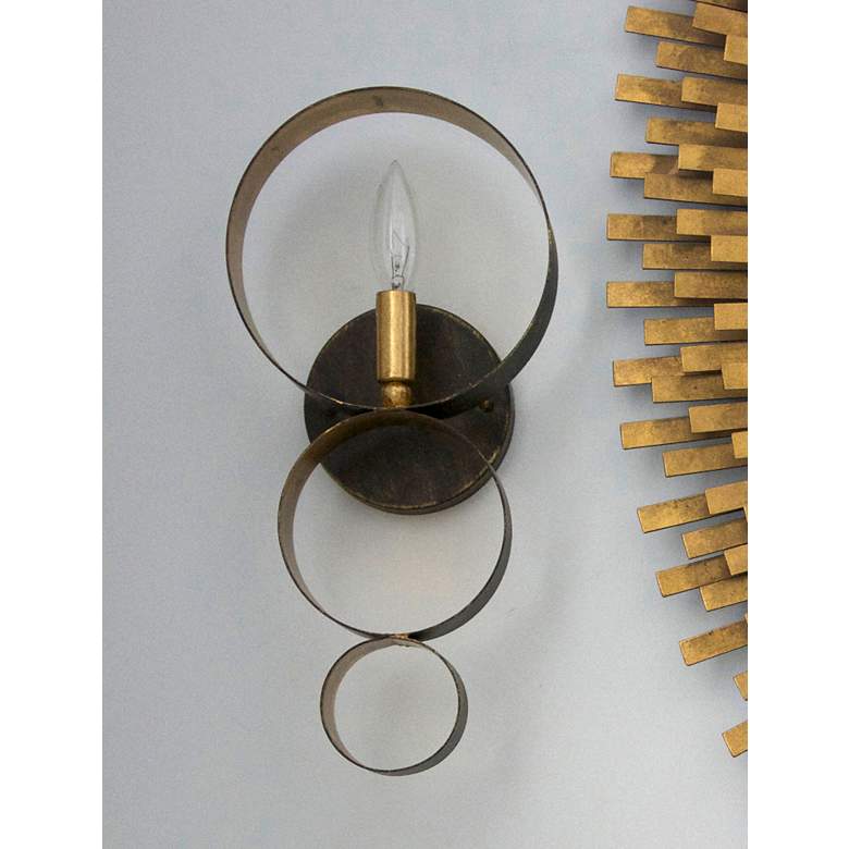 Image 1 Crystorama Luna 14 3/4" High Bronze and Gold Sconce