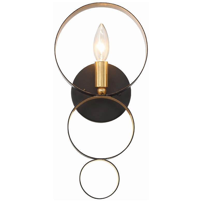 Image 4 Crystorama Luna 14 3/4" High Bronze and Gold Sconce more views