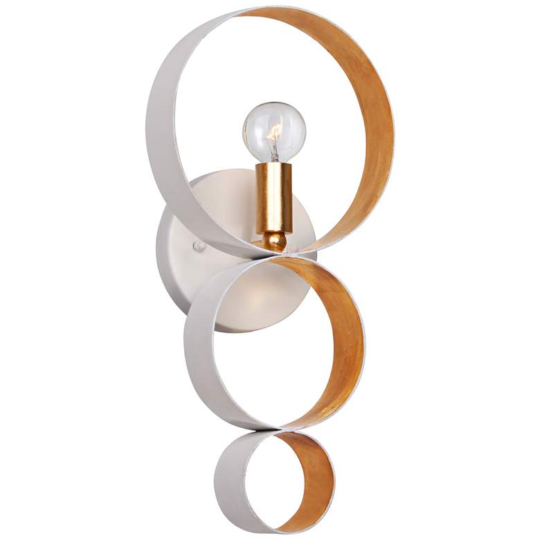 Image 1 Crystorama Luna 14 3/4 inchH White 3-Ring Gold Wall Sconce