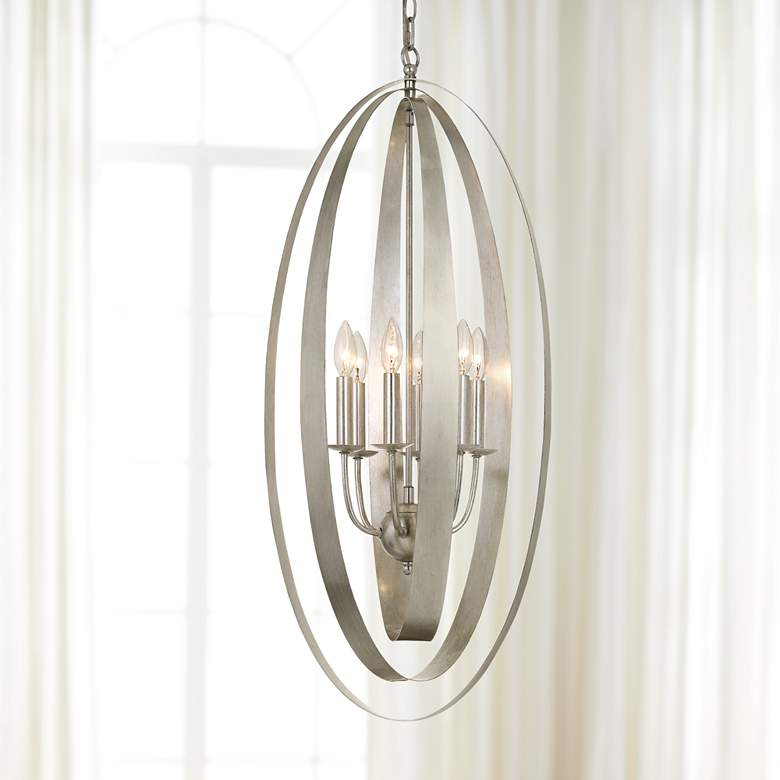 Image 1 Crystorama Luna 16" Wide Antique Silver 6-Light Pendant