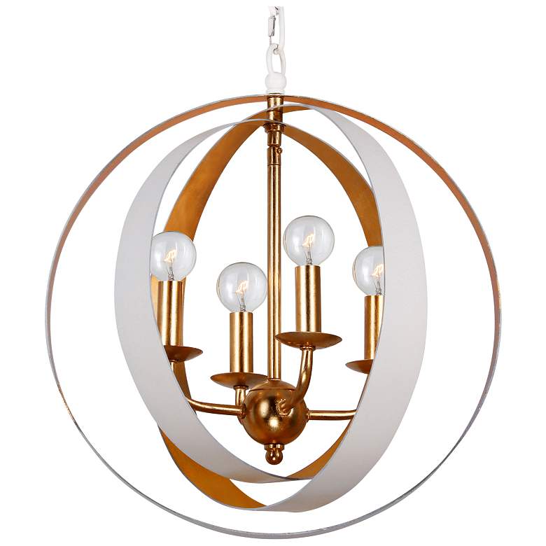 Image 2 Crystorama Luna 16 inch Wide White and Gold 4-Light Chandelier