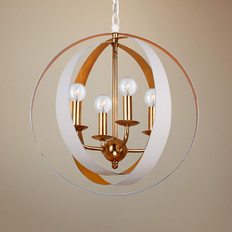 Image 1 Crystorama Luna 16" Wide White and Gold 4-Light Chandelier
