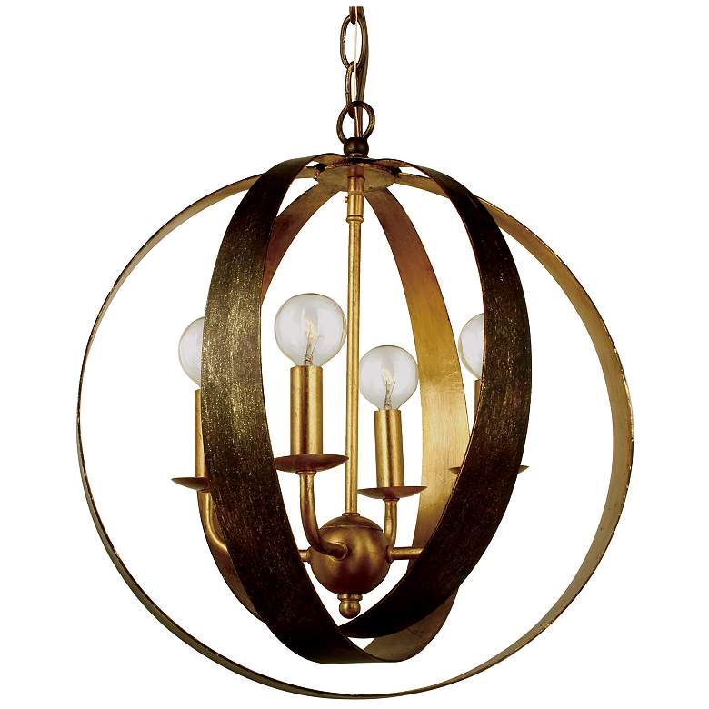 Image 2 Crystorama Luna 16 inchW Bronze and Gold 4-Light Orb Chandelier