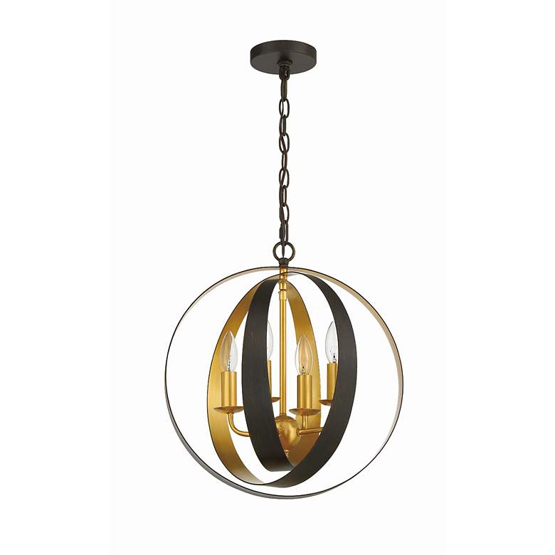 Image 3 Crystorama Luna 16"W Bronze and Gold 4-Light Orb Chandelier more views