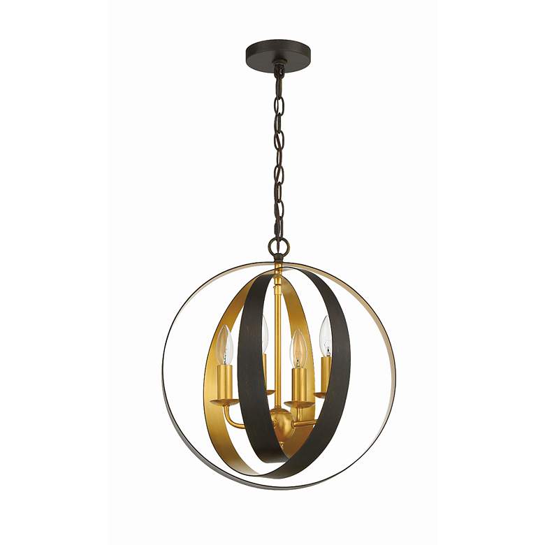 Image 3 Crystorama Luna 16 inchW Bronze and Gold 4-Light Orb Chandelier more views