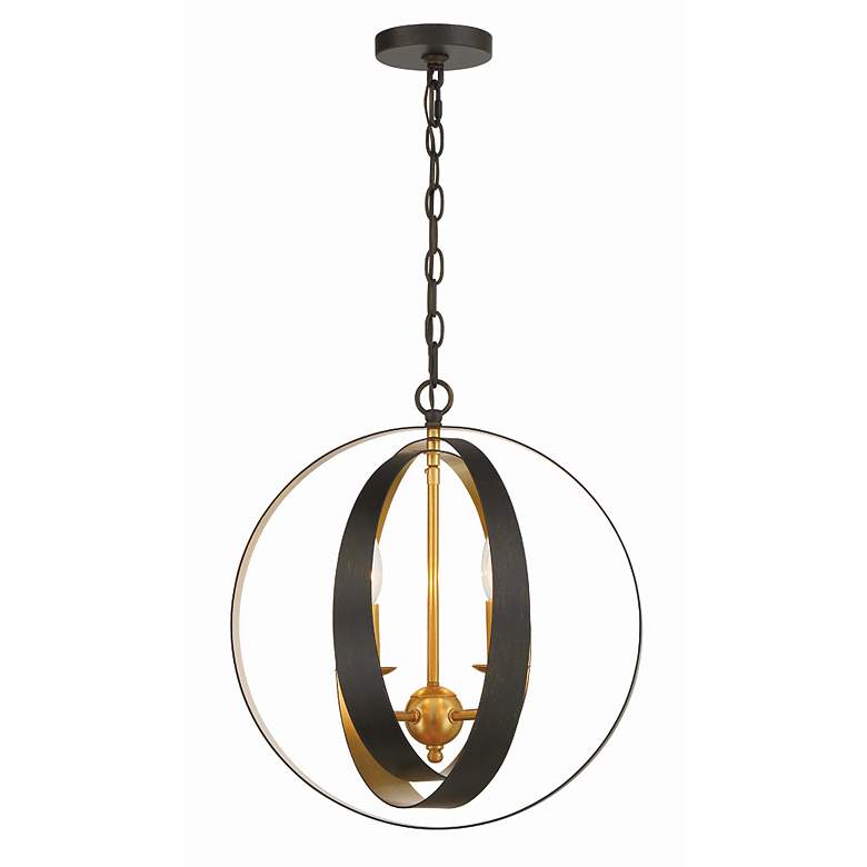 Image 4 Crystorama Luna 16 inchW Bronze and Gold 4-Light Orb Chandelier more views