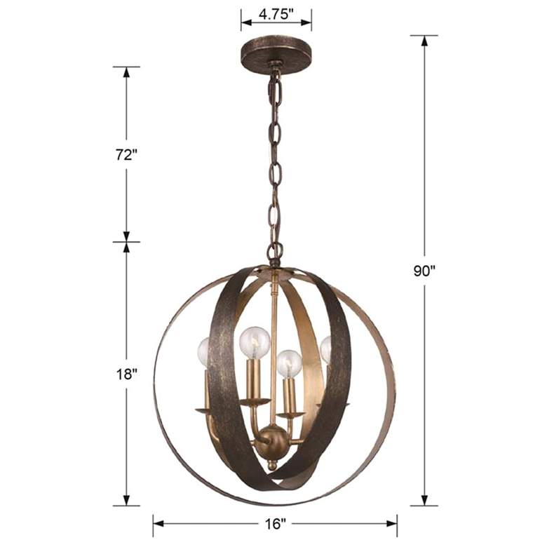 Image 5 Crystorama Luna 16 inchW Bronze and Gold 4-Light Orb Chandelier more views