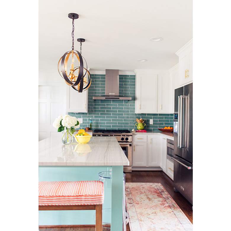 Image 6 Crystorama Luna 16"W Bronze and Gold 4-Light Orb Chandelier more views