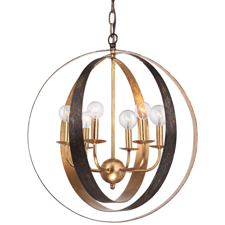 Image 2 Crystorama Luna 21"W Bronze and Antique Gold 6-Light Orb Chandelier