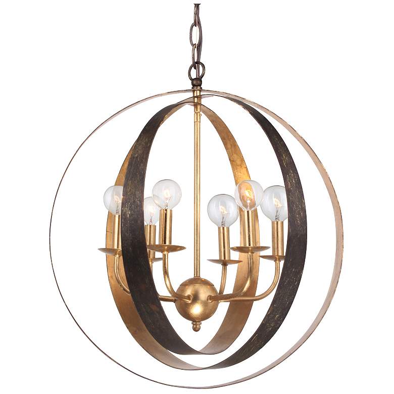 Image 2 Crystorama Luna 21 inchW Bronze and Antique Gold 6-Light Orb Chandelier