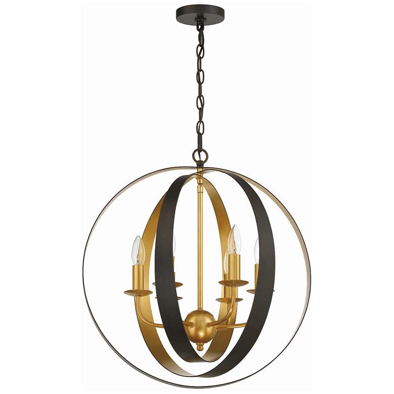 Image 3 Crystorama Luna 21 inchW Bronze and Antique Gold 6-Light Orb Chandelier more views