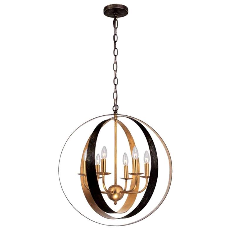 Image 4 Crystorama Luna 21"W Bronze and Antique Gold 6-Light Orb Chandelier more views