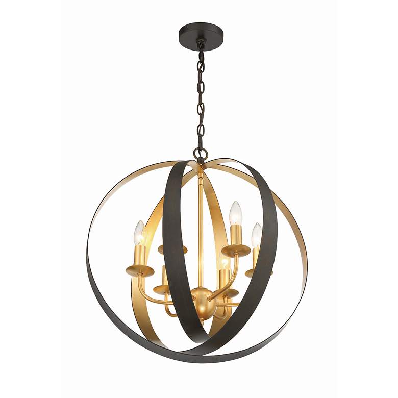 Image 4 Crystorama Luna 21 inchW Bronze and Antique Gold 6-Light Orb Chandelier more views