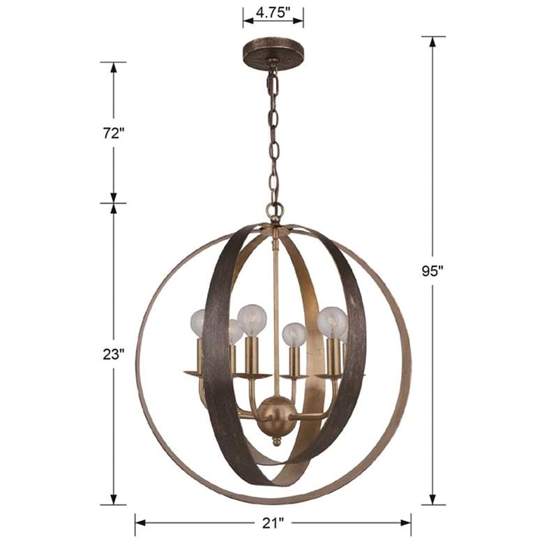Image 5 Crystorama Luna 21"W Bronze and Antique Gold 6-Light Orb Chandelier more views