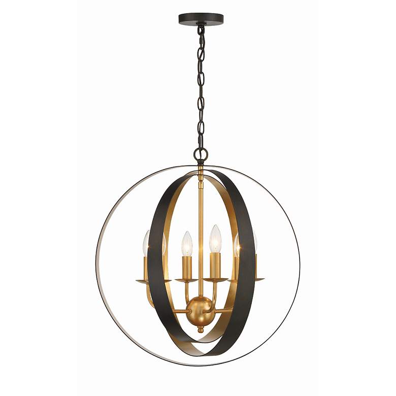 Image 7 Crystorama Luna 21"W Bronze and Antique Gold 6-Light Orb Chandelier more views