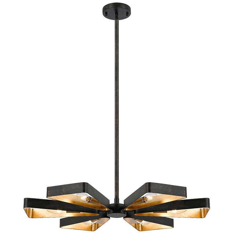 Image 2 Crystorama Luna 26 3/4"W Bronze and Gold 6-Light Pendant