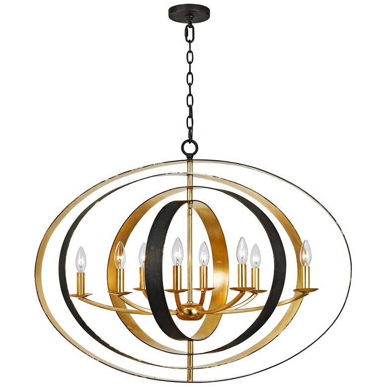 Image 2 Crystorama Luna 36 inch Wide Bronze and Gold Oval Chandelier